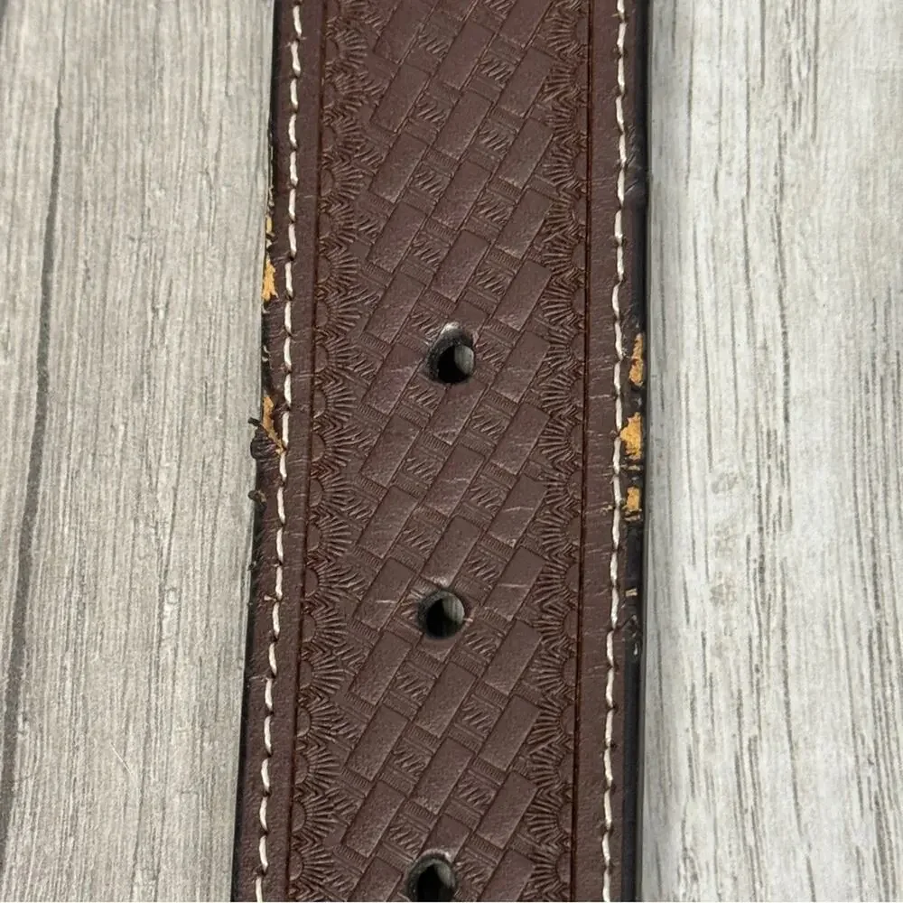 Western Belt Rhinestone Bling Brown Leather Rodeo Buckle Cowgirl Small